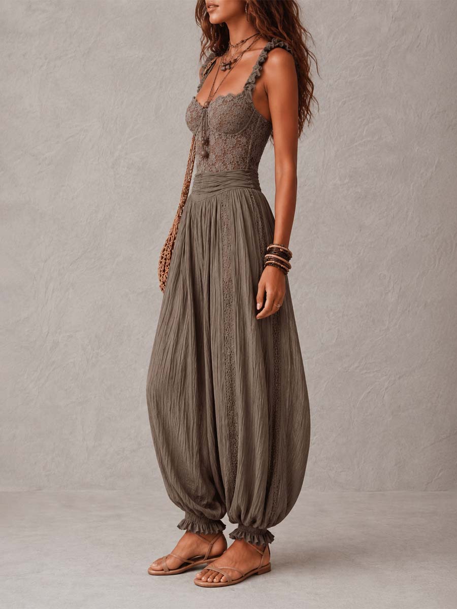 Marisol | Lace-Trimmed Harem Pant Set