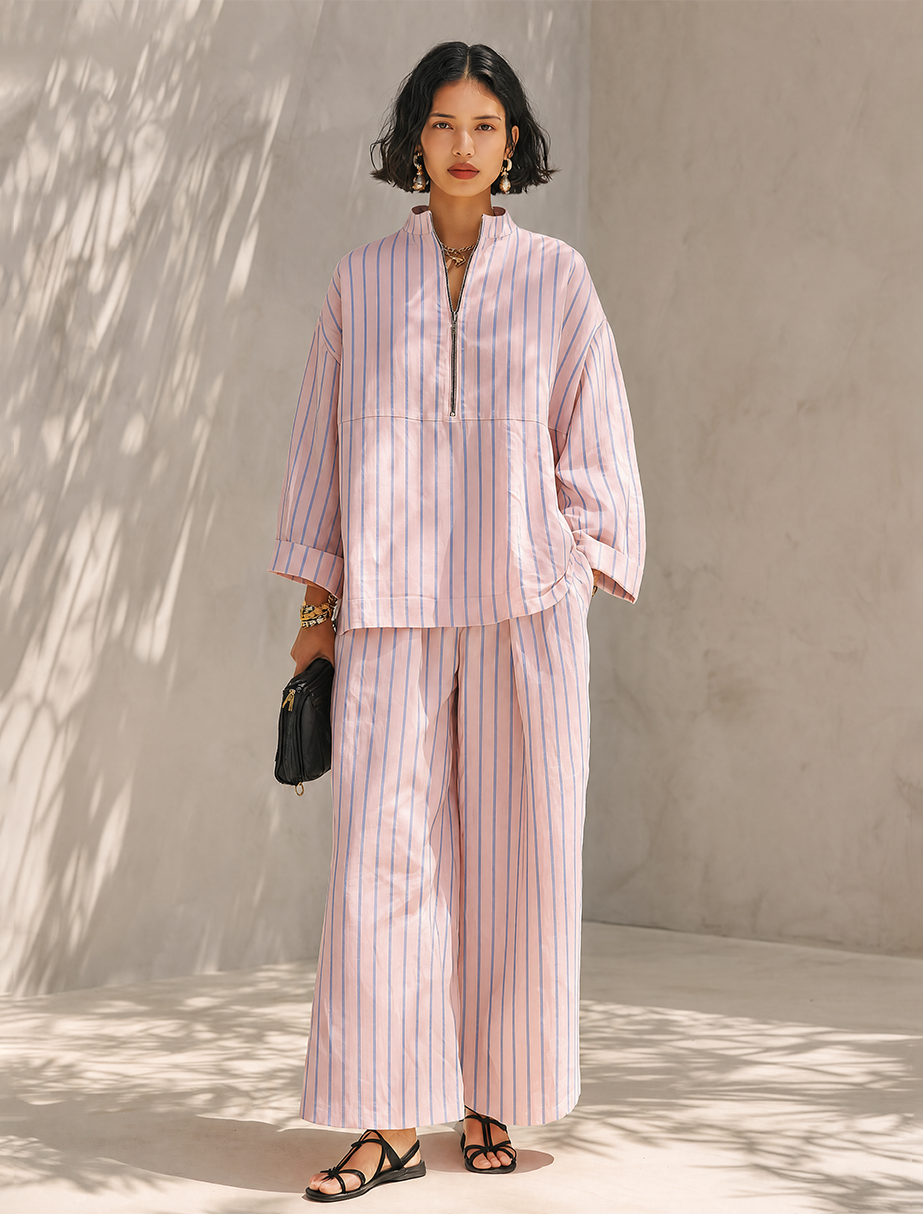 Mallory | Striped Wide-Leg Two-Piece Set