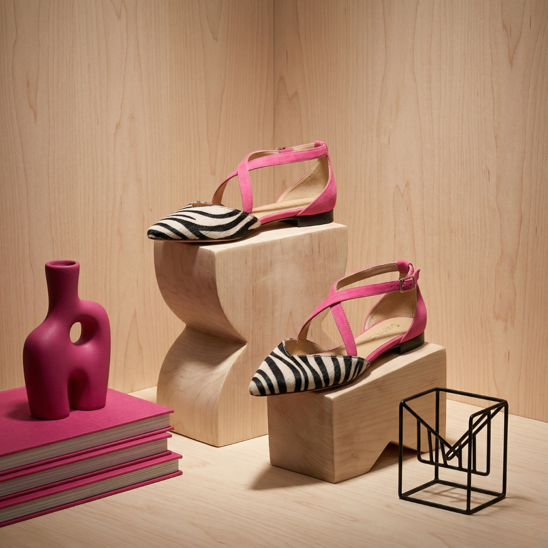 Fern | Strappy Zebra-Print Ballet Flats