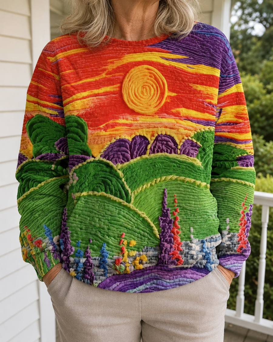 Ravella | Sunburst Landscape Print Sweater