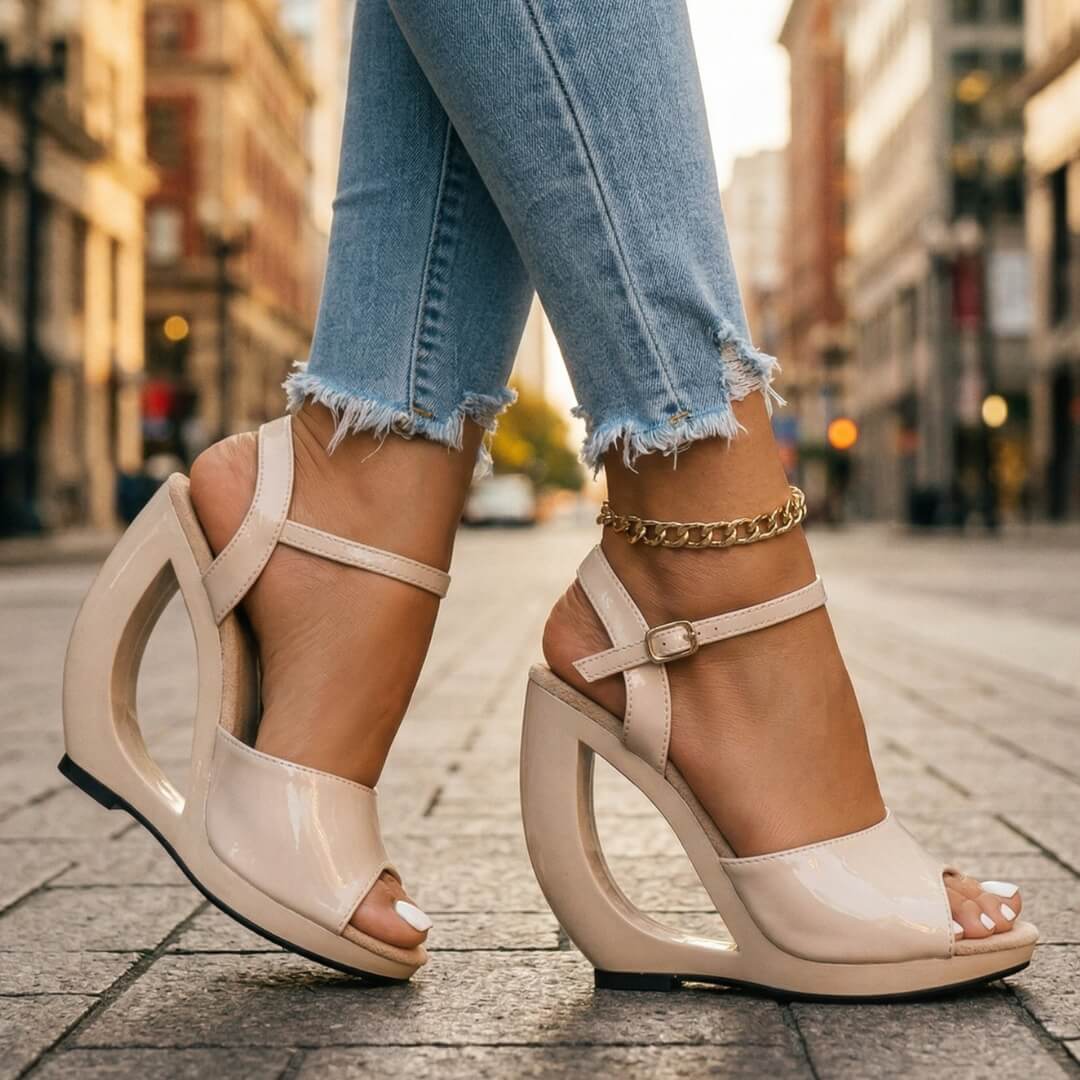Arabelle | Sculpted Open Wedge Sandals