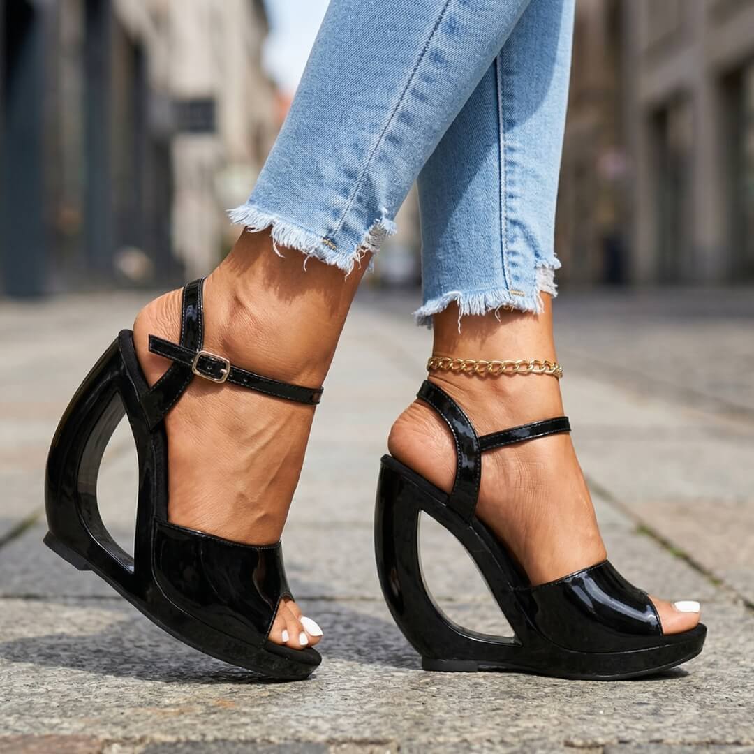 Arabelle | Sculpted Open Wedge Sandals