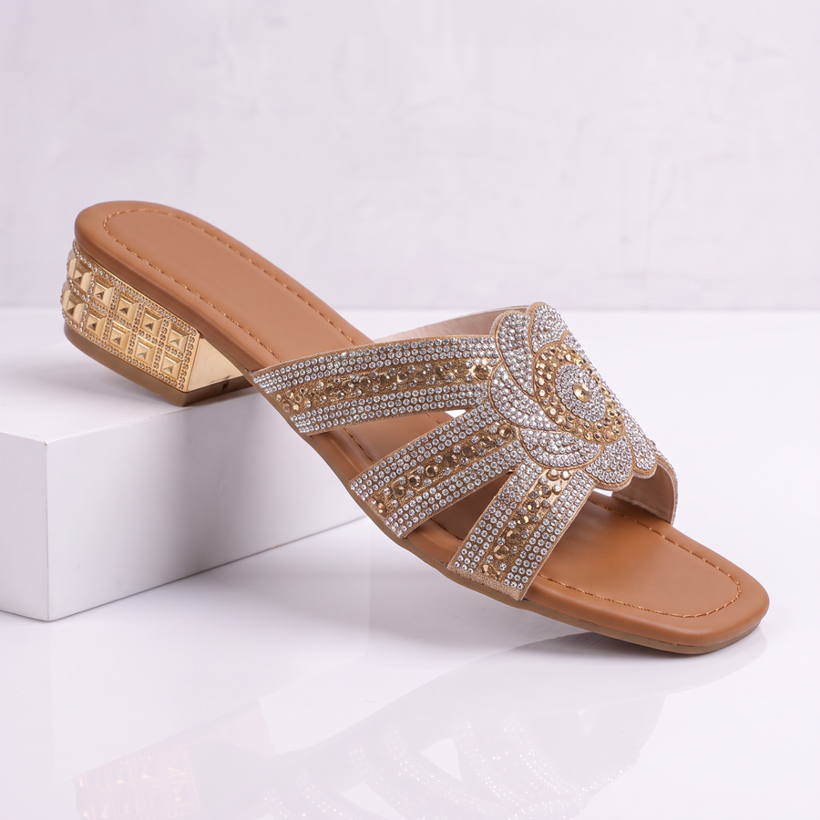 Rosette | Crystal-Embellished Low-Heel Slides