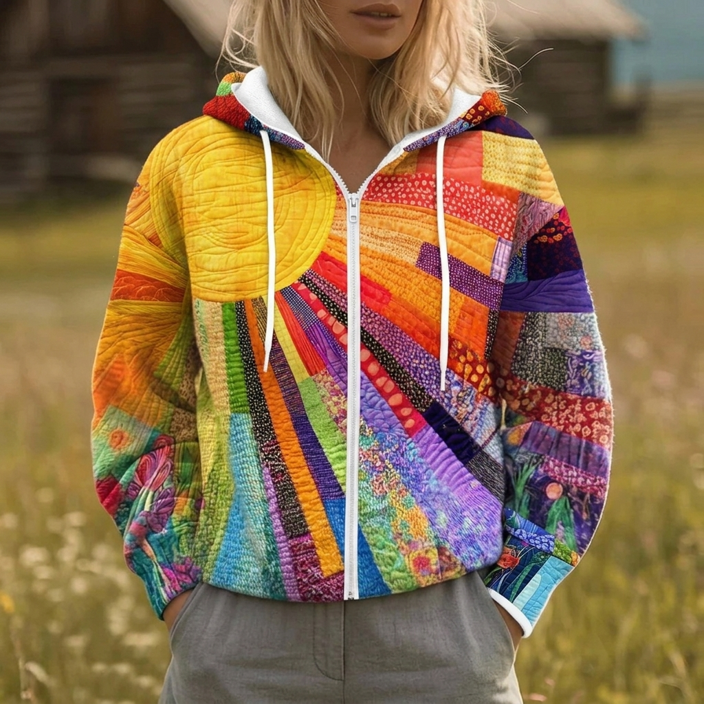Rhealyn | Sunshine Print Zip Hoodie