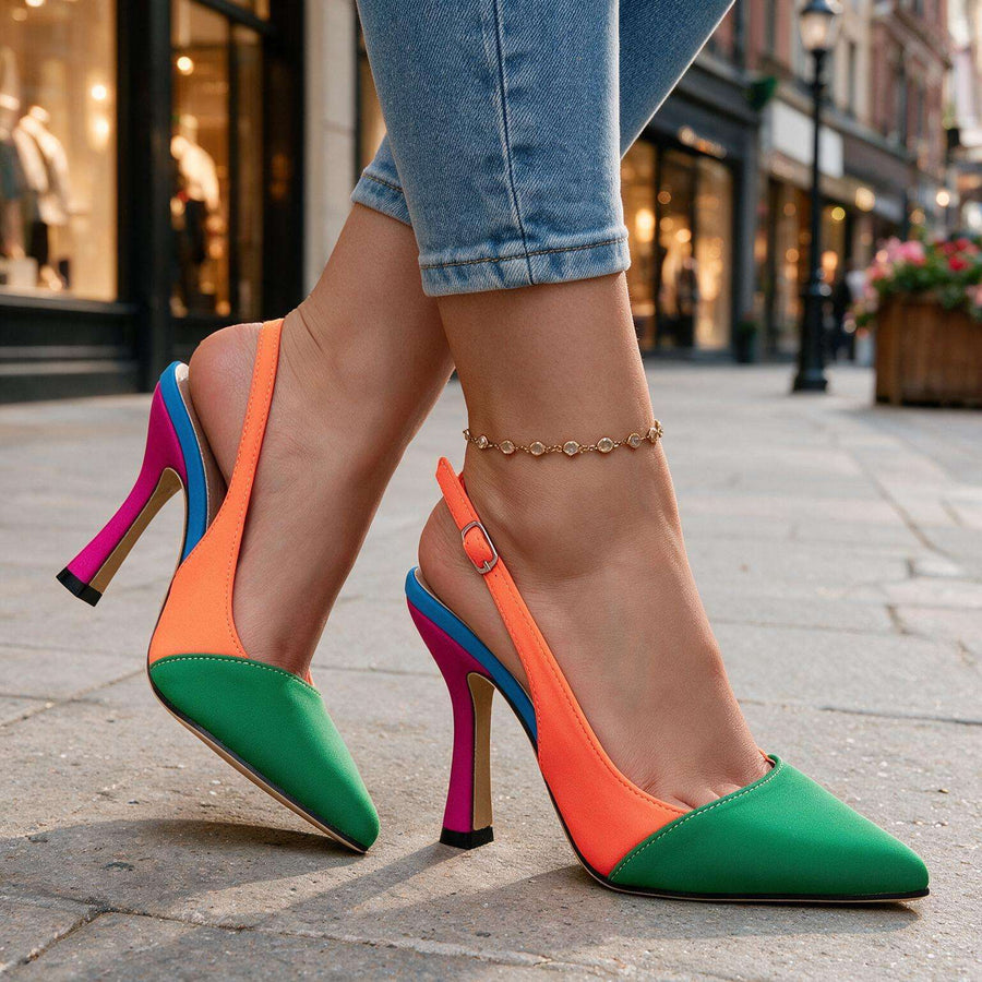 Nancy | Color-Block Slingback Heels